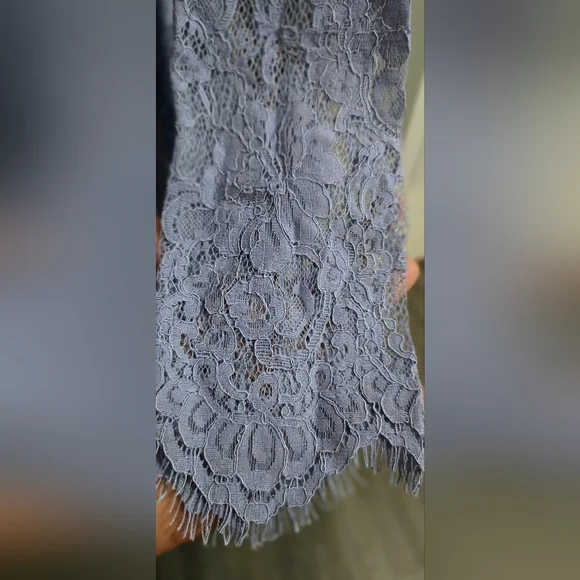 Lace Sheer Long Robe - Lavender - Picture 3 of 4